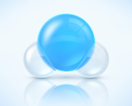 Water molecule vector illustration isolated on light blue backgroundのイラスト素材