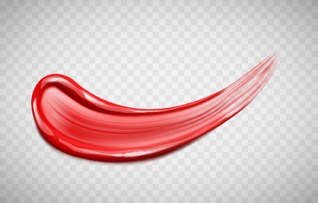 Smudged red lipstick isolated on transparent background. Realistic vector illustrationのイラスト素材