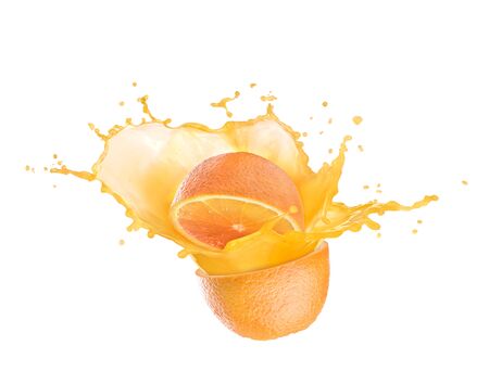 orange juice splash with orangeの写真素材