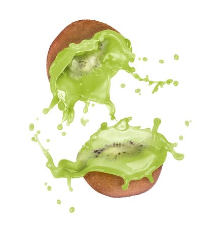 beautiful splash with juicy kiwi juiceの写真素材