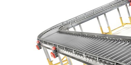 Conveyor line on a white background. 3d illustrationの写真素材
