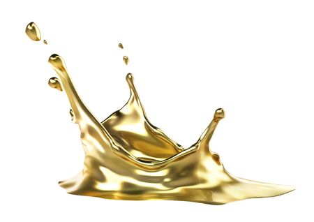Splash of gold isolated on a white background. 3d illustrationの写真素材