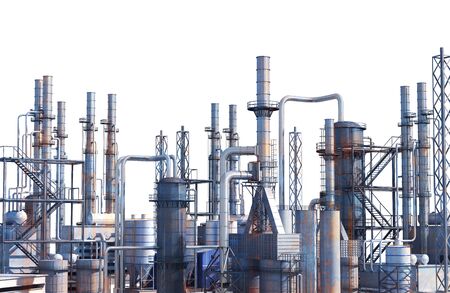 Pipelines of a oil and gas refinery industrial plant. 3d illustrationの写真素材