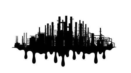 factory. black silhouette.  3d illustrationの写真素材