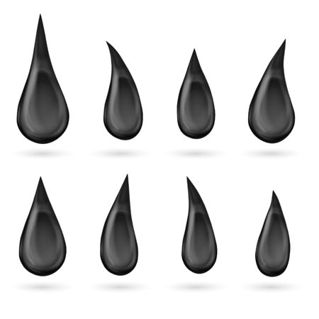 Black oil drops isolated on white backgroundのイラスト素材