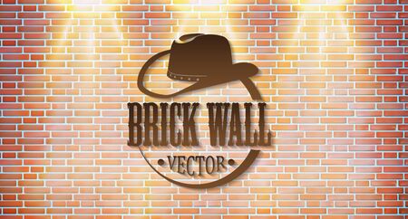 Brick wall with bright light. Retro logo. Vector illustration.のイラスト素材