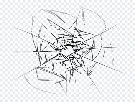 Vector cracked crushed realistic glassのイラスト素材