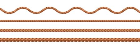 Collection of various ropes string on whiteのイラスト素材