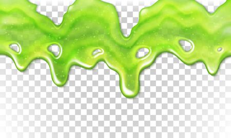 Realistic transparent green slime blobs isolated on transparent background. Vector illustrationのイラスト素材
