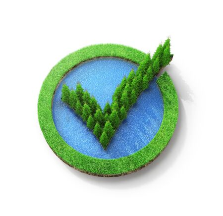 Green checkmark icon in a circle.の写真素材