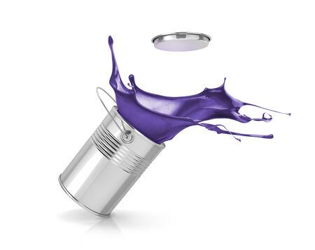 splash of blue paint in a metal canの写真素材