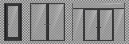 Vector realistic different closed black doorのイラスト素材