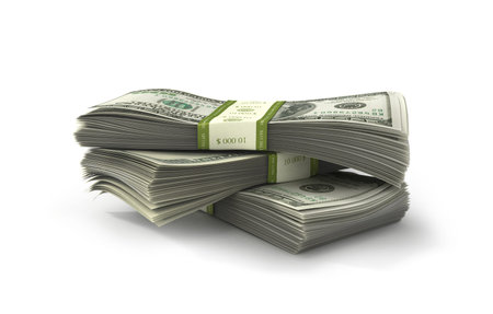 stack of one hundred dollars bills, 3d illustration 