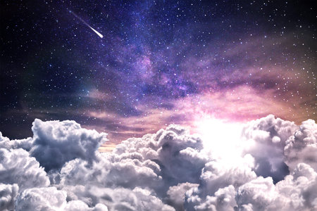 Night sky with clouds and stars