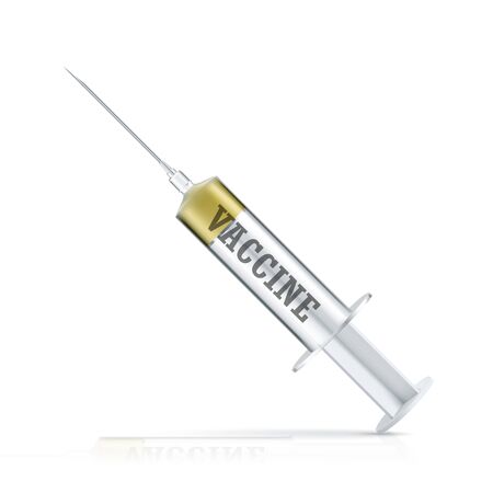 Syringe closeup isolated on white background. Vector illustrationのイラスト素材