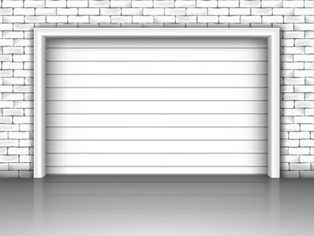 Vector illustration of garage door in brick wallのイラスト素材