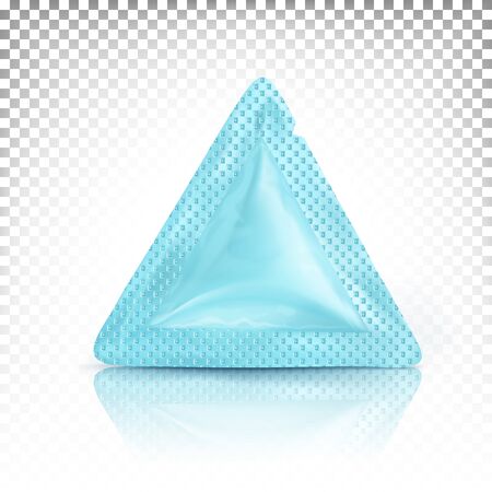 Triangular mini bag, sachet, packaging for cosmetics, cream, food. Vector illustration isolated on a white transparent background. Top view.のイラスト素材