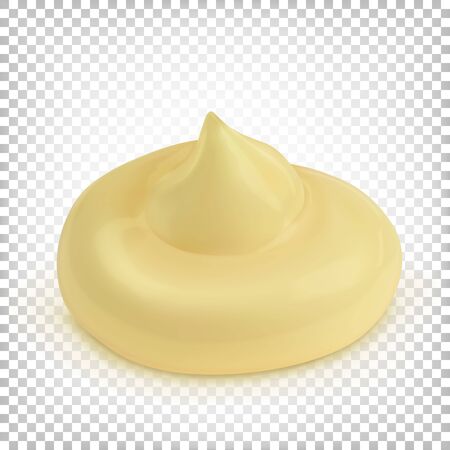 Yellow cream, mayonnaise, sauce on the surface. Vector illustration isolated on a white background.のイラスト素材