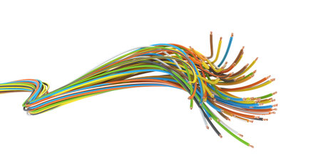 Colored wires on a white background. 3d illustration