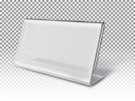 Simple stand for business cards, brochures, advertisements. Transparent vector holder. Business mock up, template.のイラスト素材