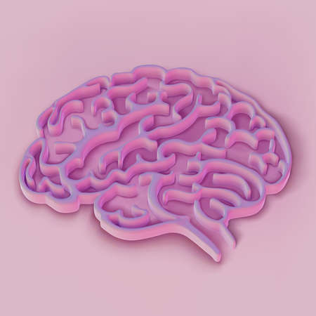 Labyrinth from the human brain. The concept of brainstorming, thinking, creative idea. Vector illustration.のイラスト素材