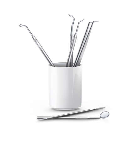 set of dental instruments on white background vector illustrationのイラスト素材