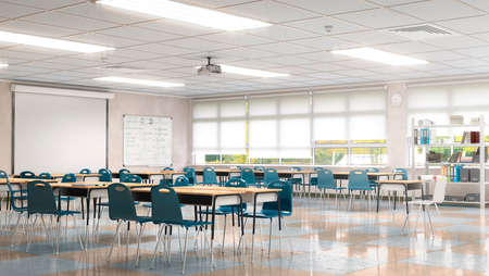 High school classroom interior. 3d illustrationの写真素材