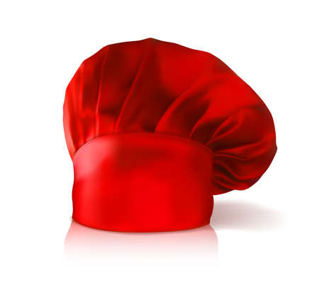 Red cap for the chef. Dress code in cooking. Vector illustration.のイラスト素材