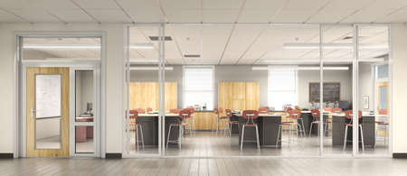 Modern classroom. High school. 3d illustrationの写真素材