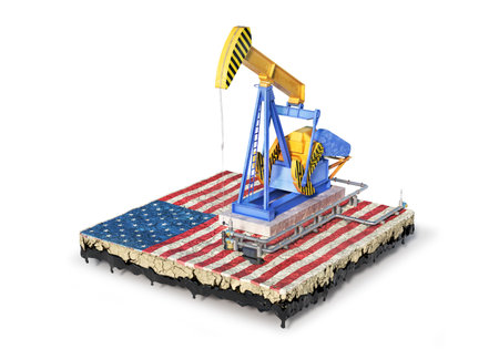 Oil pump on the island with texture of country 3d illustration
