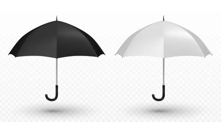 Vector realistic white and black umbrella isolated on transparent backgroundのイラスト素材