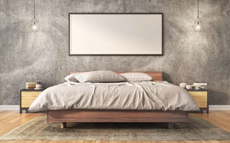 3d render of bedroom in modern style 3d illustrationの写真素材