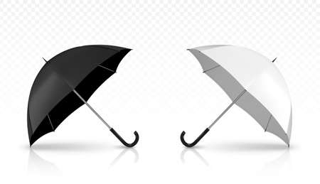 Vector realistic white and black umbrella isolated on transparent background.のイラスト素材