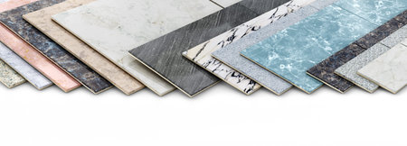 Different variations of parquet planks on white background, 3d illustration