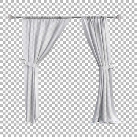 White curtains, transparent tulle for a door or window opening. Vector realistic isolated illustration.のイラスト素材