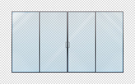 Glass door on a transparent background. vector illustrationのイラスト素材