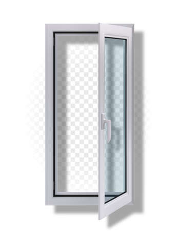 Open plastic window on a transparent background. Vector illustration.のイラスト素材