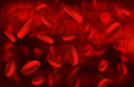 Vector illustration of red blood cell flowing in artery