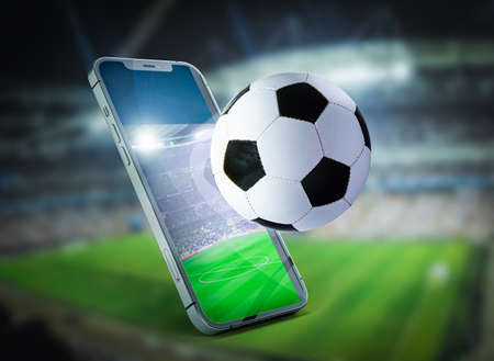 Mobile sports match. 3d illustration.の写真素材
