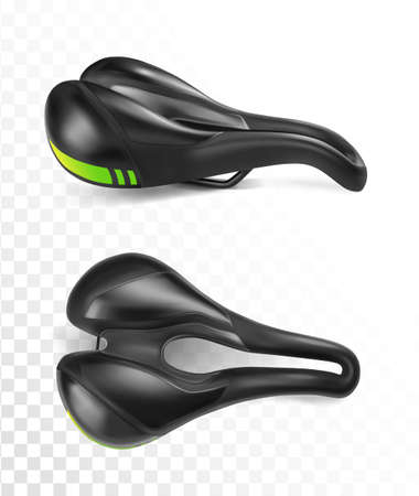Black bicycle seat. Vector illustration on a transparent background.のイラスト素材