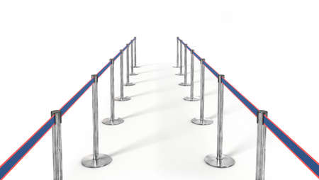 Crowd fence on a white background. 3d illustrationの写真素材