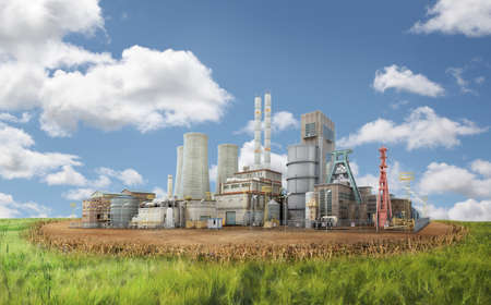 Eco concept. The plant is destroying and poisoning the environment. 3d illustration.の写真素材