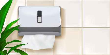 Dispenser for napkins in the bathroom. Vector illustration.のイラスト素材