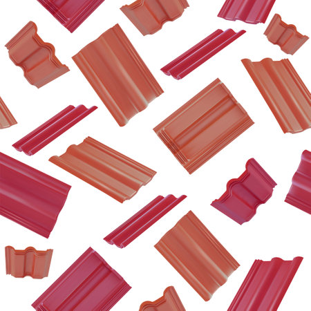 Roof tiles. Brown. Burgundy. Background. Building materials. Vector illustrationのイラスト素材