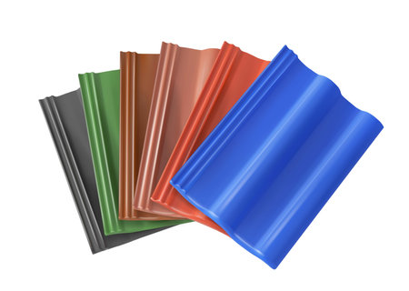 Roof tile. Colored. Building materials. On a white background. Vector illustrationのイラスト素材