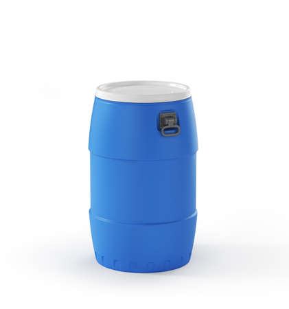 Plastic water tank in form of cylinder on a white background. 3d illustrationの写真素材
