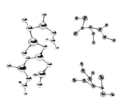 Set of silver molecules with highlights on a white background. Vector illustrationのイラスト素材