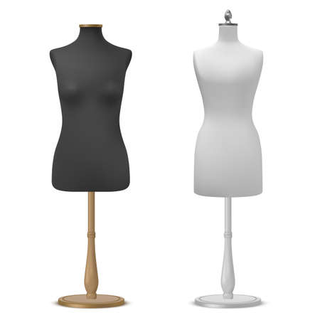 Mannequins realistic composition with isolated image of female breast on stand vector illustrationのイラスト素材