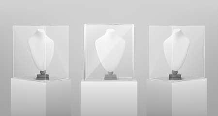 Realistic stands for jewelry. Bust necklace mannequin vector realistic. Mannequin no head.のイラスト素材