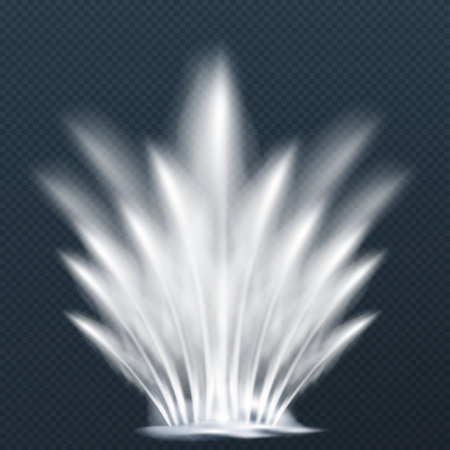 Vector realistic fountains, geysers isolated on transparent background.のイラスト素材